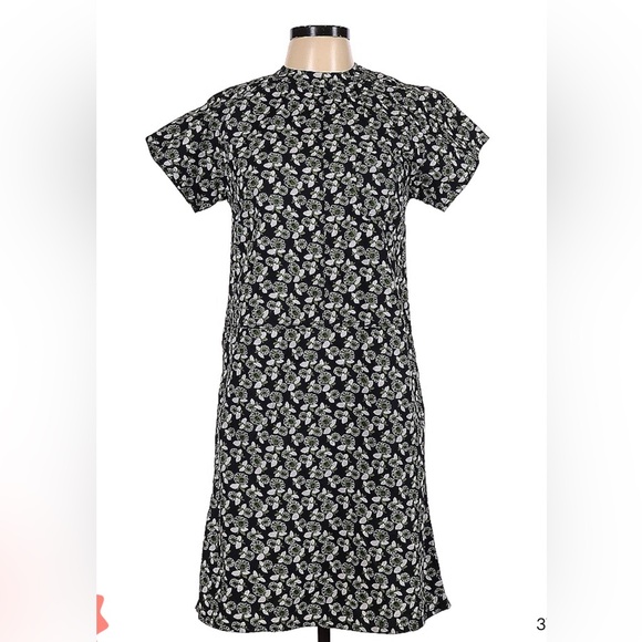 Marni black/olive/beige floral high-neck cotton midi dress - size 40 (US 6/8) - Picture 2 of 13